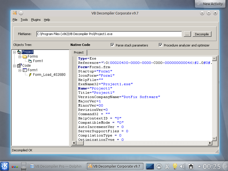 VB Decompiler поддержка Wine (Linux)
