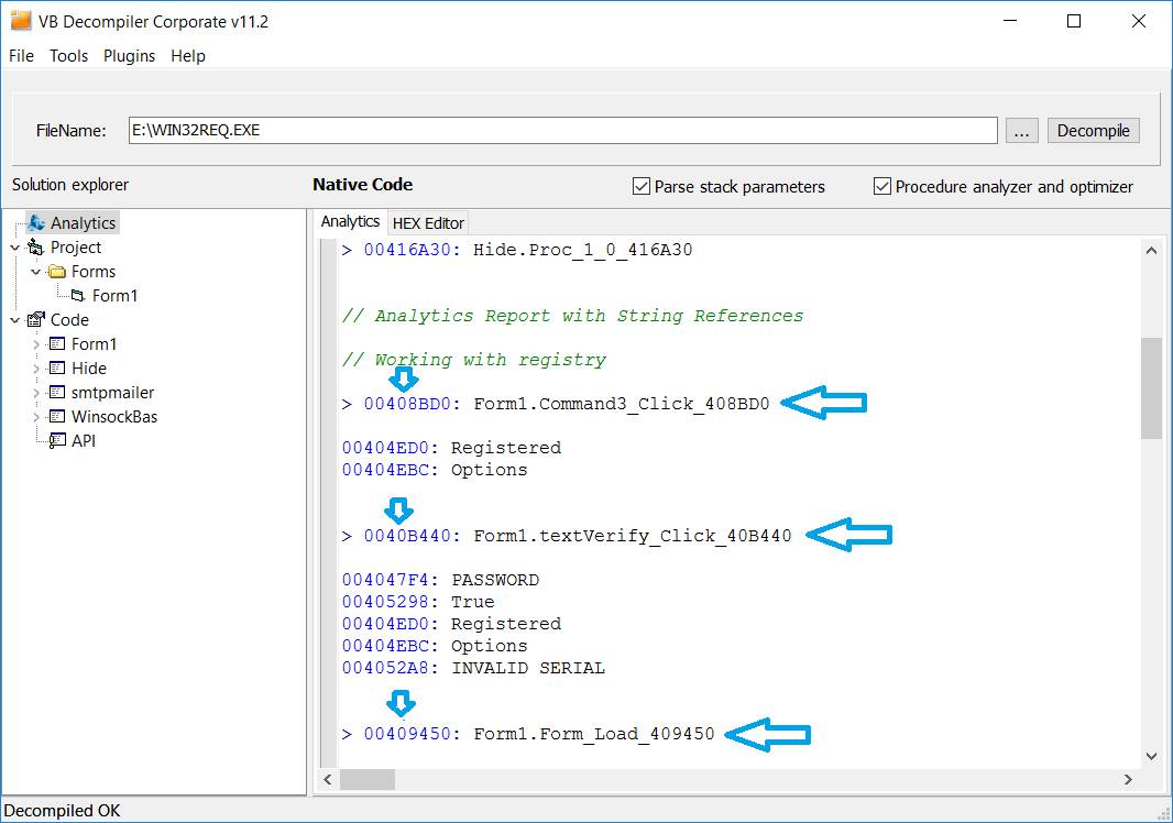 VB Decompiler Analytic Features - Переходы между функциями