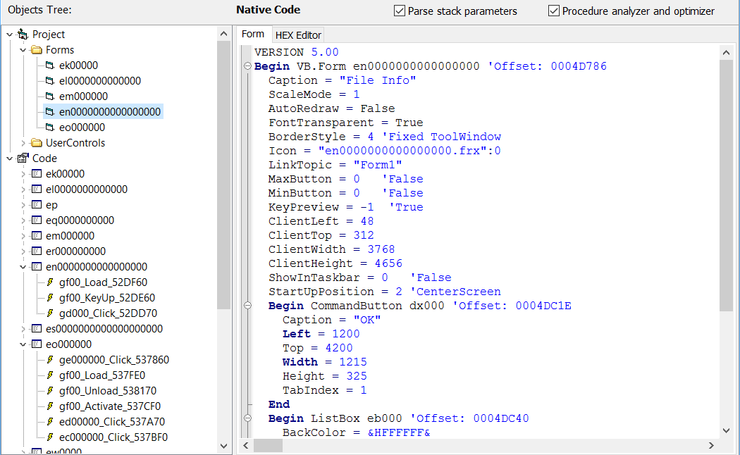 DotFix NiceProtect - Visual Basic после обфускации