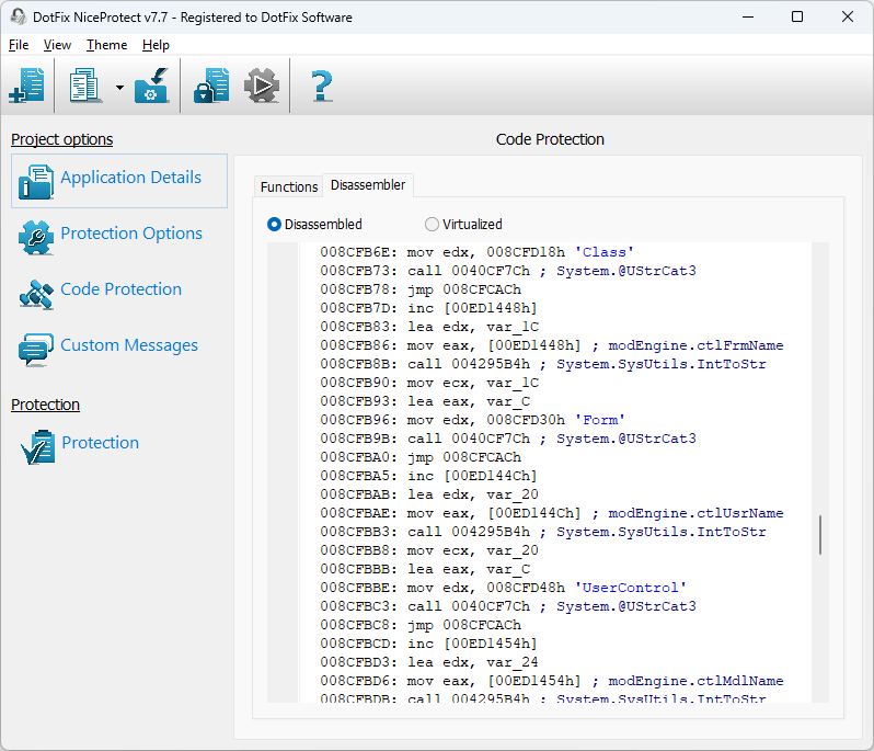 DotFix NiceProtect x86 and x64 disassembler