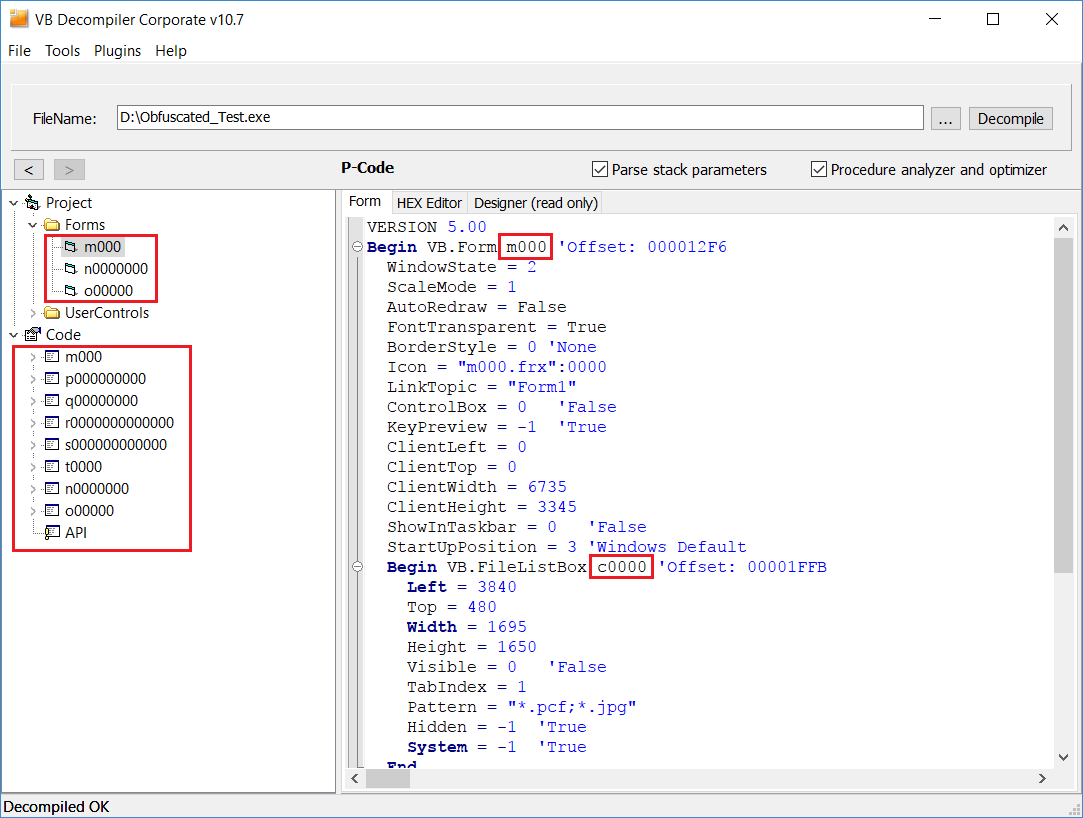 DotFix NiceProtect based on the Visual Basic code decompilation engine