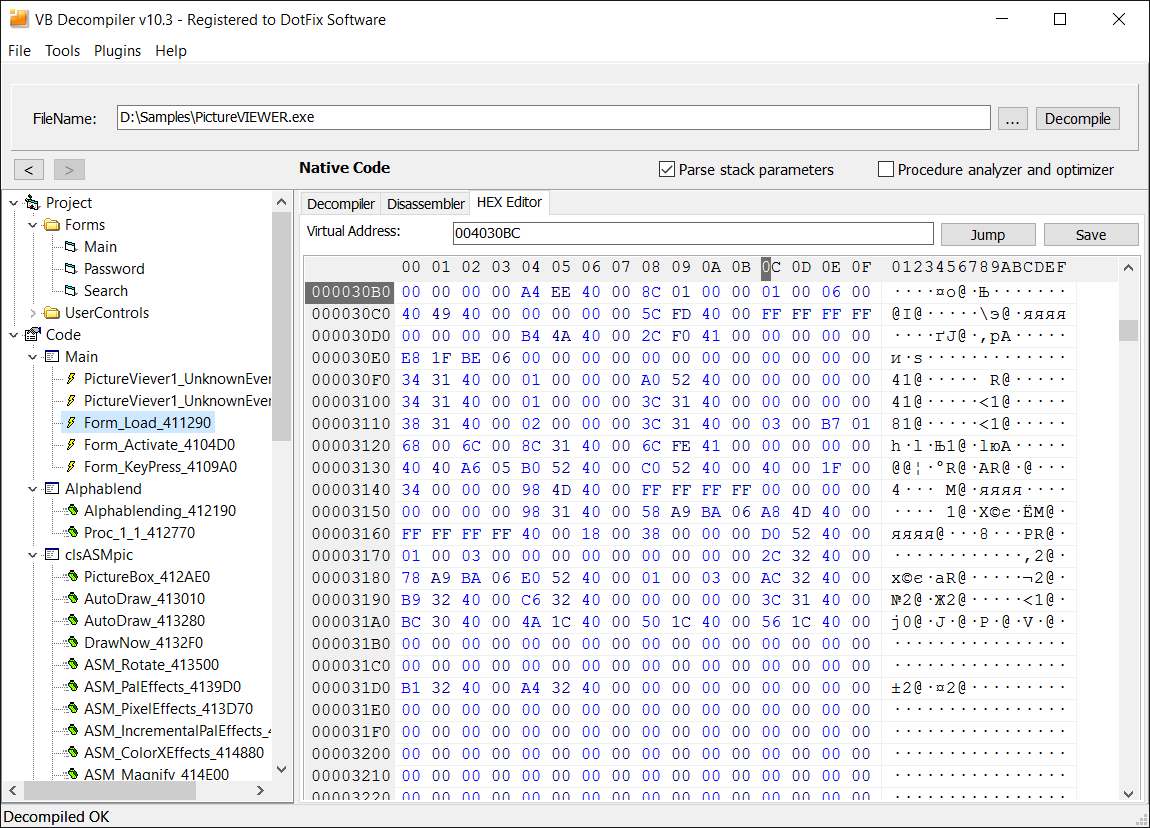 VB Decompiler - Улучшение удобства использования