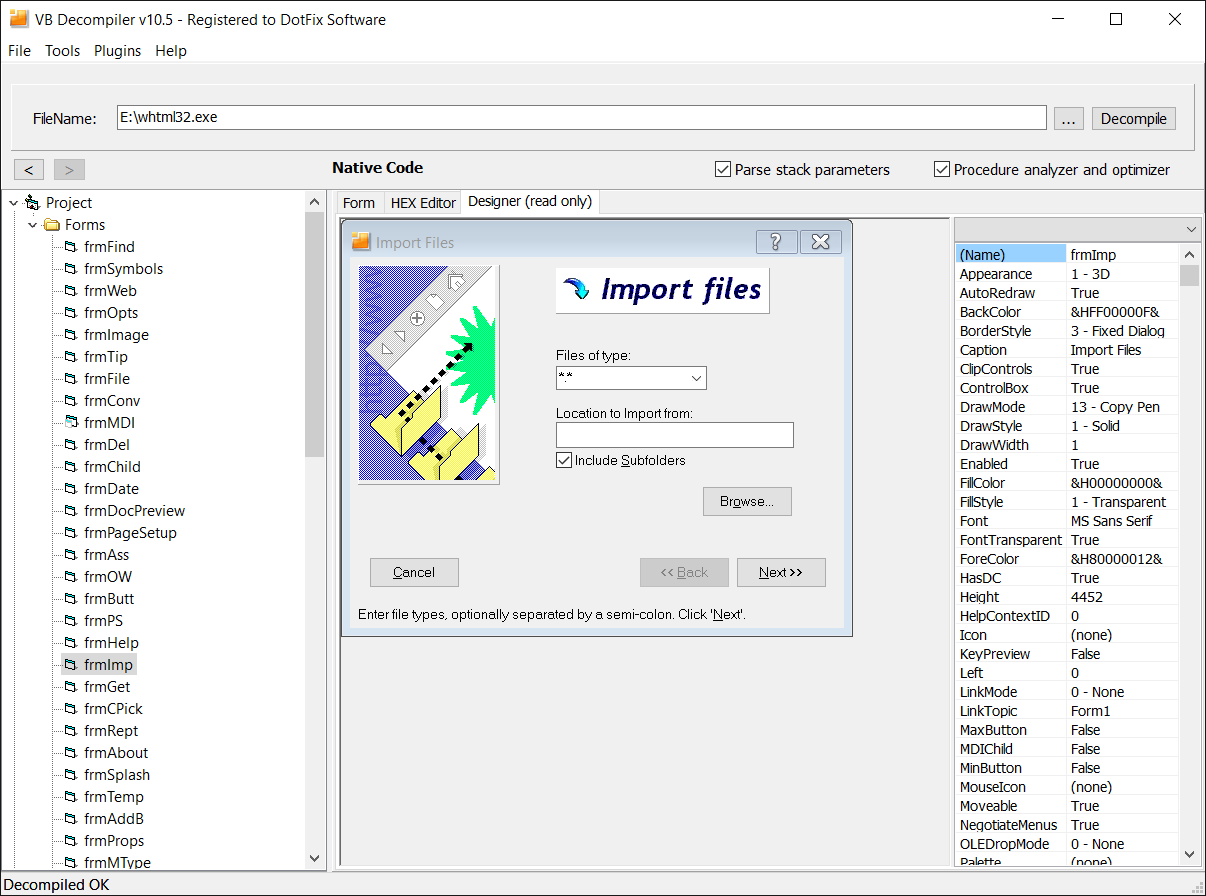 VB Decompiler Visual Basic 6.0 GUI Дизайнер 2