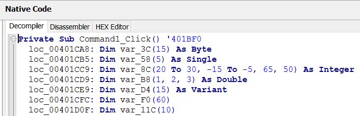 VB Decompiler работа с массивами