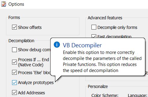 VB Decompiler - Анализатор прототипов