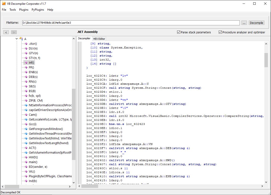 VB Decompiler работа над таблицами и метаданными .NET