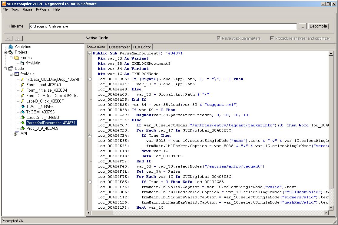 VB Decompiler Поддержка совместимости декомпилятора с Windows XP