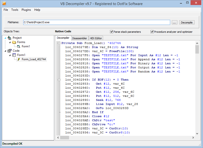 VB Decompiler декомпиляция Native Code 1