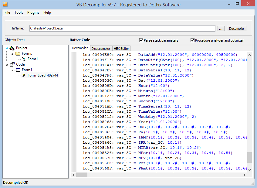 VB Decompiler декомпиляция Native Code 2