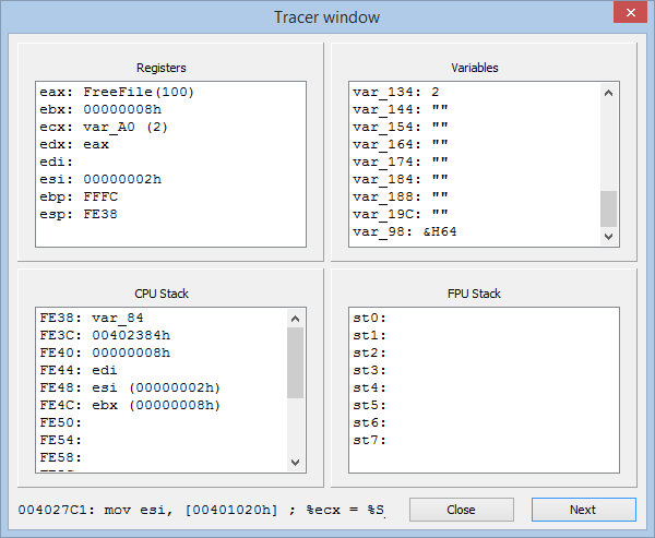 VB Decompiler Трассировка Native Code 1